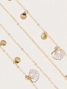 1 chiếc dây đeo kính thời trang trang trí hình sao biển và vỏ sò, dây đeo kính kim loại phong cách đại dương dành cho nữ, dây đeo kính chống trượt cho nữ, thích hợp làm dây đeo kính trang trí khi đi du lịch và nghỉ lễ, dây đeo kính dành cho nữ - Vàng - Xem 8