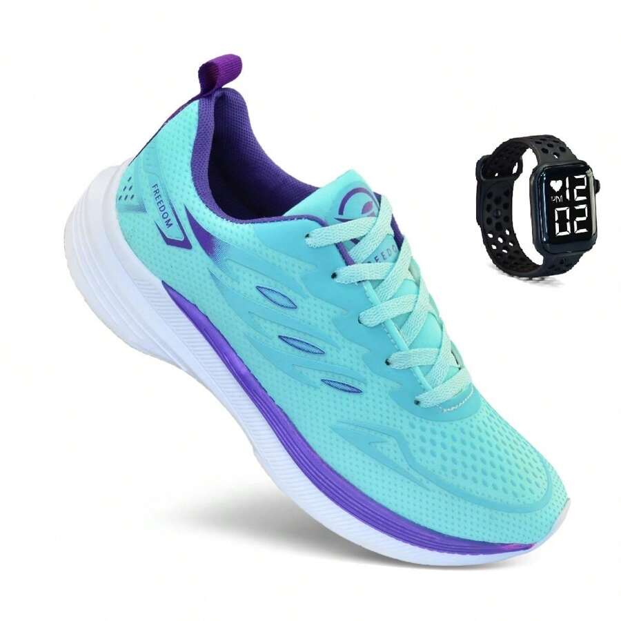 Women's Tennis + Watch Gym Running Training Walking Soft Light Launch - VERDE LAGUNA - View 1