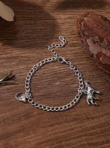 1 件《破晓》贝拉的狼心吊饰银或铜吊饰手链道具复制珠宝，适合日常佩戴情人节 - 復古銀色 - 查看 3