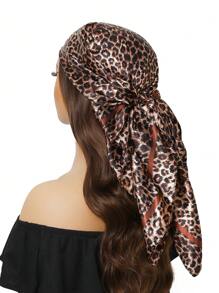 1 chiếc khăn choàng đầu chống nắng thời trang 90*90cm dành cho cả nam và nữ, khăn choàng chống bão cát cổ điển, khăn choàng lụa họa tiết da báo nhẹ, khăn bandanna vuông màu xanh lam và xanh lá cây, dùng ngoài trời có máy lạnh - A - Xem 11