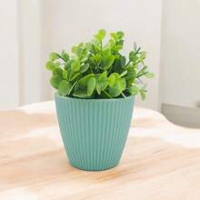 Decorative Cachepot Vase In PVC Bamboo Artificial Eucalyptus - 藍色 - 查看 1