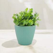 Decorative Cachepot Vase In PVC Bamboo Artificial Eucalyptus - 藍色 - 查看 3