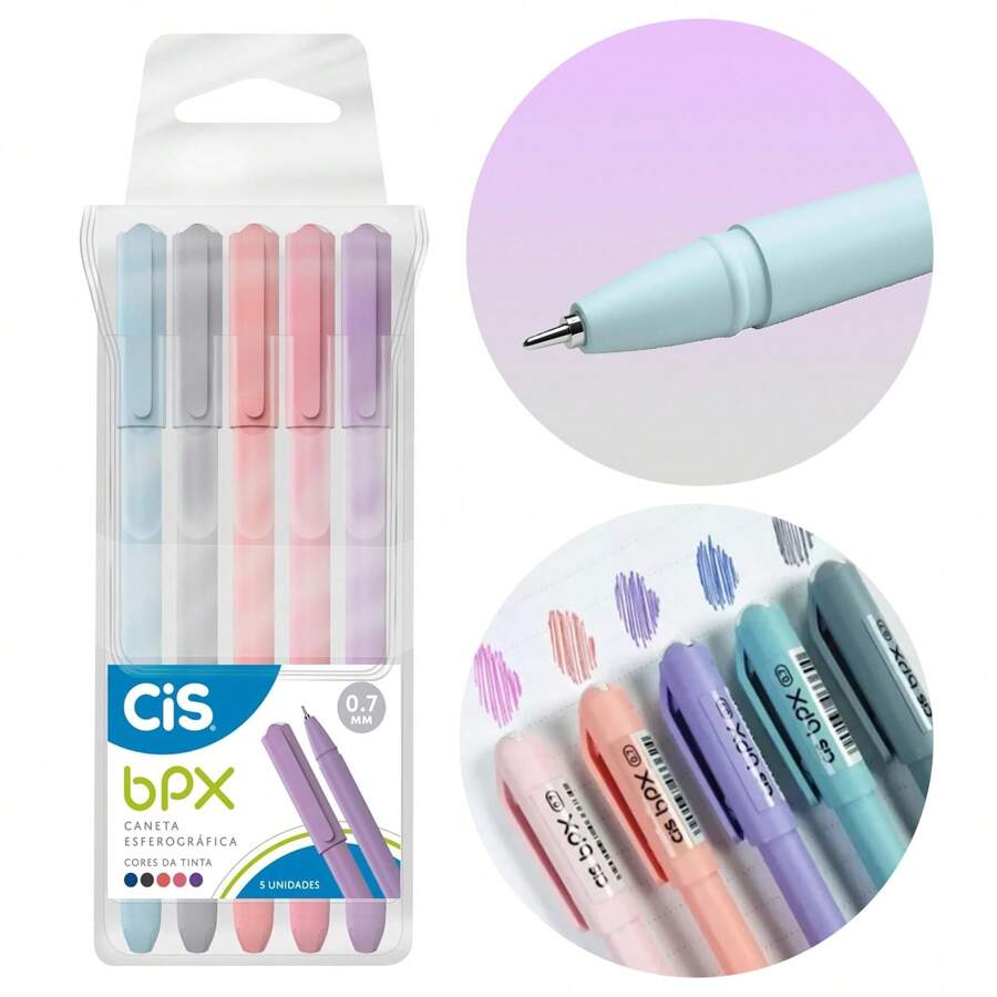 BPX 0.7mm Ballpoint Pen Kit With 5 Cis Colors - Colorful Needle Tip Fine Tip - Multicolor - View 1