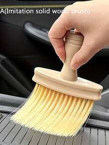 1pc,Car Air Outlet Cleaning Scrub Car Interior Cleaning Tools Solid Wood Brush Car Dust Collector Soft Brush