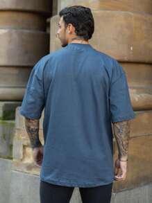 Oversized Plain Turtleneck T-Shirt Basic Men's Streetwear Unisex - 灰色 - 查看 5