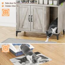 31.5X17.7X55in Cat Litter Box Enclosure Furniture With 2 Storage With Shelf, Large Cat Litter Box Furniture With Scratch Pad,Wooden Litter Box Cabinet - Grey - View 4