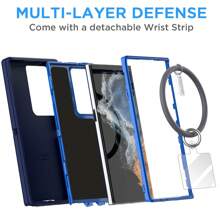 For Samsung Galaxy S23 Ultra Case Heavy Duty Military Drop Shockproof Rugged 3-Layer Protective Cover With Detachable Wrist Ring. - Màu xanh hải quân - Xem 3