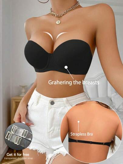 Błyszcząca bielizna o połowie miseczki Seksowny biustonosz Wygodny biustonosz push-up, bielizna z odpinanym paskiem