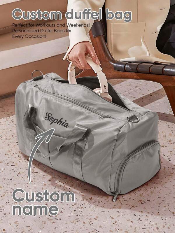 1pc Custom Name Gym Bag, Personalized Travel Bag With Name, Personalized Large Capacity Waterproof Fitness Bag, Custom Multi-Functional Portable Shoulder Bag, Custom Duffle Bag For Business, Vacation, Outdoor, Skiing Leisure, Fitness Travel Bag, Overnight Bag, Handbag, Sports Bag, School Supplies, Student Return To School Supplies, Handbag, Weekend Bag