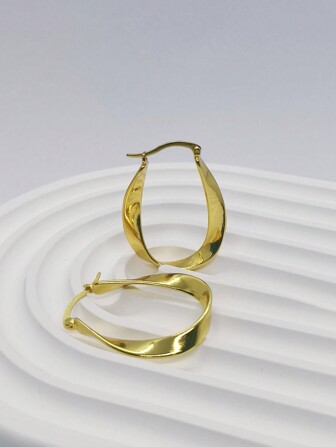 1對流行時尚的女士莫比烏斯耳環,特徵是螺紋,金屬u形耳夾,極簡主義冷色調扭曲環形耳環針,適用於已耳洞,專屬設計,多用途便裝,適合新年派對,情人節,約會,晚會,普通圓環耳釘適用於學校,甜蜜可愛,十幾歲少女,個性化耳飾,禮物,女性日常配飾