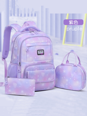 Girls Backpack With Lunch Box, Suitable For Middle & Elementary School, Student Backpack With Lunch Bag Set, Tie Dye Snowflake Pattern. Backpack, Casual, Unique, Fashion Bookbag With Pencil Pouch, Fashion School Backpack With Pencil Case
