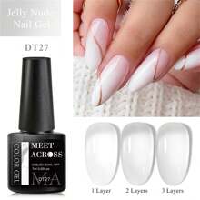 MEET ACROSS 18pcs Crystal Jelly Glass Gel Nail Polish Set 7Ml Summer Nails Translucent Candy Color Gel Polish Set, Semi Permanent Hybrid Varnishes, Glass Pink Sugar Series, Jelly Amber Gel Polish Set, Soak Off UV LED Nail Glue With Box Gel Nail Kit Manicure Kit Nail Supplies Nail Art DIY Home Salon Gift For Women - 彩色 - 查看 7
