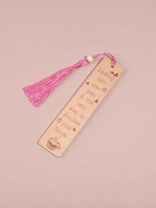 1 pieza Separador de libros de madera sencillo, diseño personalizado con borlas de diferentes colores, separador de libros de ayuda para la lectura, accesorios de lectura en el hogar, útiles escolares de vuelta a clases - Marrón - Ver 12