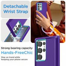 For Samsung Galaxy S23 Ultra Case Heavy Duty Military Drop Shockproof Rugged 3-Layer Protective Cover With Detachable Wrist Ring. - Xanh tím/xanh nhạt - Xem 5