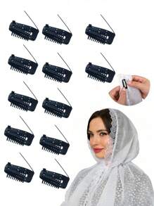 24pcs Stainless Steel Clips For Hats, Headscarves, Scarves, Fixing Clips, Wigs, Hair Pieces, Stainless Steel Elastic Bb Clips Suitable For Dupata Headscarves, Scarves, Wedding Veils, Wigs, Fixing Clips For Headscarves Claw Clips Hair Claws Hair Barrettes