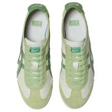 Onitsuka Tiger Zapatos casuales de vida estilo de bajo perfil cómodos y versátiles, resistentes al desgaste y ligeros MEXICO 66 de color verde manzana verde, blancos y verdes, unisex 1183A201-304