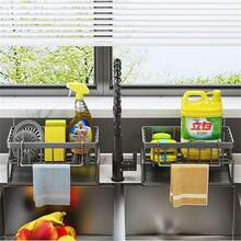 Kitchen Dishcloth Holder Sponge Scouring Pad Organizer Rack, Hanging Soap Dispenser Sink Countertop Drainer - Multicolor - View 4