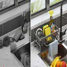 Kitchen Dishcloth Holder Sponge Scouring Pad Organizer Rack, Hanging Soap Dispenser Sink Countertop Drainer - Multicolor - View 3