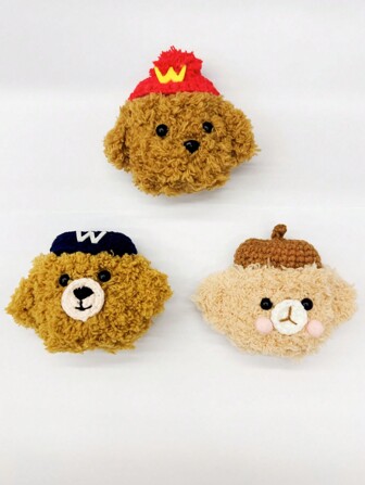 Cute Stuff 1pc Creative 3D Embroidery Expression Series Airpods Pro (2nd Gen) Case - Rosy Teddy Bear/Airpods 3W Letter Teddy/Letter Dog Plush Earphone Protector Compatible With Apple Airpods 1/2