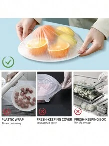 100 cái/200 cái Màng bọc thực phẩm dùng một lần - An toàn khi tiếp xúc với thực phẩm, Màng bọc thực phẩm gia dụng nhà bếp, Nắp đậy kín đa năng để bảo quản trong tủ lạnh, Thức ăn thừa, Trái cây, Gia đình, Dã ngoại, Nướng - Giảm giá đồ dùng nhà bếp nhà hàng - trắng - Xem 3