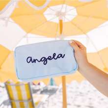 Bolsa de cosméticos personalizada bordada de nailon - Gran capacidad, plegable, ligera, cierre con cremallera, estilo básico - Ideal para viajes y uso diario (tamaño grande y extra grande), útiles escolares, vuelta al cole, regalos escolares, para la oficina, estudiantes de primer año, estudiantes de segundo año, estudiantes de cursos inferiores, multiusos, gran capacidad, versátil, multifuncional, colorido, lindo, adorable, sencillo, divertido, Kawaii, Y2K, minimalista, para ir y venir, casual de negocios, básicos, personalizado, único, regalos ideales para él, regalos ideales para ella, ella, familia, amigos, novia, para aniversarios, para cumpleaños, para vacaciones/viajes, para exteriores/salidas/viajes/senderismo/estadio/deportes/escalada, para negocios/ir y venir/trabajo/oficina