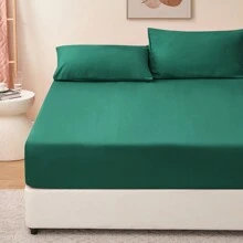Fitted Sheet Deep - White Bottom Sheet With 40cm Extra Deep Sided Pocket - Dark Green - View 2