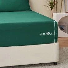 Fitted Sheet Deep - White Bottom Sheet With 40cm Extra Deep Sided Pocket - Dark Green - View 5