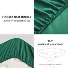 Fitted Sheet Deep - White Bottom Sheet With 40cm Extra Deep Sided Pocket - Dark Green - View 7