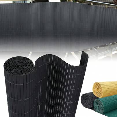 VA-Cerulean PVC insynsskyddsmatta - insynsstaket antracit/grönt/bambu, vindskydd, rumsavdelare, staket imiterat bambu, beklädnad för trädgård, staket för utomhusbruk, balkong, terrass (90/120/160/180)*(300/ 400/500) cm