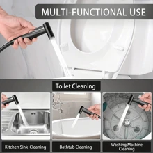 Chậu rửa mặt cầm tay cho bồn cầu phun nước có thể điều chỉnh áp suất nước, có vòi rửa, thép không gỉ mạ niken dùng để giặt tã vải trang trí phòng tắm gia đình phụ kiện phòng tắm mùa hè - màu đen - Xem 2