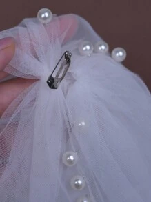 1对新娘礼服吊带披肩，5种颜色可选，短款珍珠雪纺肩部装饰，带安全别针，新娘婚礼肩部配饰 - 雙肩披肩 - 查看 7