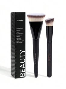 MAANGE 2pcs Soft Makeup Brush Set, Protable Smudge Cosmetic Brush Makeup Brush With Foundation Brush Blush Brush Loose Powder Brush Eye Shadow Brush Contour Brush Highlighter Brush Makeup Tools Gift For Women & Girl Travel Makeup Brush﻿ - 黑色 - 查看 9