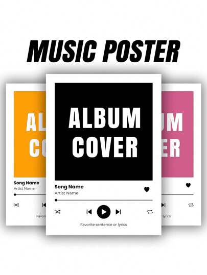 1Pc Custom Song Poster - Music Wall Art, Album Cover Print, Music App Poster, Choose Any Song, Album Art Canvas, No Frame Ornamental Exquisite,Modern,Contracted Custom,Personalized,Unique Ideal Gifts For Him Her,Boyfriend,Girlfriend,Dad,Mom,Family,Friends For Anniversaries,For Valentine's Day,For Mother's Day,For Birthdays,For Father's Day,For Graduation,For Weddings,For Housewarming Dining Room,Living Room,Bedroom,Office,Tea Room,Home, Valentine Day, Valentine Day Decor,Personal Items