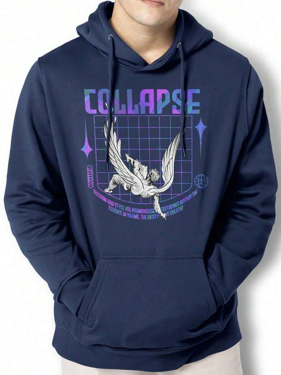 Collapse Jacket Sweatshirt Kangaroo Blouse IZPJ1 - 藏蓝色 - 查看 1
