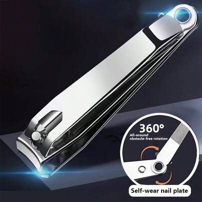 1 Stück extra großer Edelstahl Nagelknipser mit Nagelfeile, Nagelschere & Maniküre Set, Nagelpflege & Pflegewerkzeug für Zuhause und Unterwegs