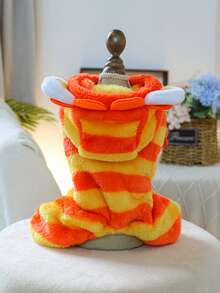 1pc Pet Clothes, Dog/Cat Costume, Sweet Orange Lion Transformation Outfit