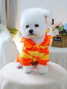 1pc Pet Clothes, Dog/Cat Costume, Sweet Orange Lion Transformation Outfit