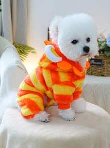 1pc Pet Clothes, Dog/Cat Costume, Sweet Orange Lion Transformation Outfit