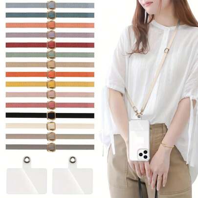 1pc Adjustable Length 70cm-140cm Halter Lanyard For Smartphone, Compatible With Smartphone, Shoulder Bag, Wallet, Clutch, Crossbody Bag, Leather Phone Lanyard To Prevent Phone From Dropping, Couple Phone Strap