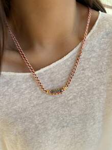 1 件多色绳结金属六角珠心形吊坠字母项链，适合女士、日常/派对佩戴情人节、妈妈、母亲、母亲节、礼物 - 彩色的 - 查看 3