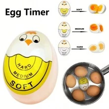 1 个鸡蛋计时器 - 具有变色指示器，可准确测量蛋黄的软硬程度，方便的早餐用品、家庭晚餐用品、派对用品