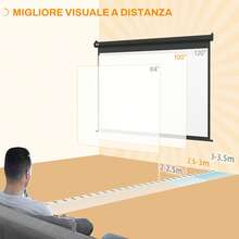 HOMCOM Schermo Proiezione Motorizzato e Avvolgibile per Proiettore 100 Pollici 203x152cm - nero - Visualizzare 8