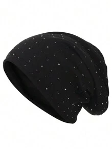 1 件女士休闲水钻装饰纯色弹力便帽，百搭时尚 - 多色 - 查看 13