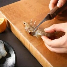 1 pieza Quitarabos de acero inoxidable - Herramienta de preparación de mariscos fácil de limpiar, con mango rojizo, elimina eficazmente las cáscaras y desentraña los camarones, indispensable para la cocina del hogar y el campamento al aire libre
