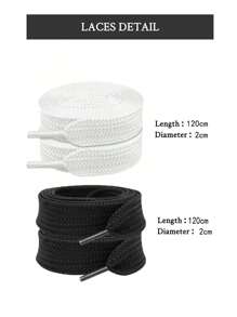 2 Pairs Shoe Laces ,Thick Shoelaces Replacement Laces For Shoes,Men's And Women's Shoelaces,Sneakers Shoe Laces(120cm/47.24inch) - Black + Beige - View 2