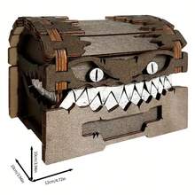 1pc Wooden Storage Box With Lid - Halloween Monster Design, Classic Style, Perfect For Organizing And Decorating - Monster Wooden Storage Box - View 2