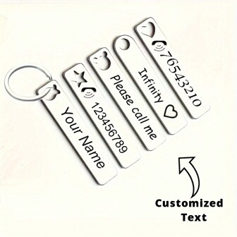 1pc Customized Stainless Steel Keychain, Laser Engraved Phone Number, Name, Text, Date, Symbols, Anti-Lost Key Chain, Double-Sided Personalization, Round, Heart, Star Shape Contracted,Simple,Unisex,Soccer Mom Custom,Personalized,Unique Ideal Gifts For Him Girlfriend,Mom,Family,Friends,Her,Grandparents,Boyfriend,Dad For Anniversaries,For Birthdays,For Daily Wear,For Mother's Day,For Valentine's Day,For Weddings,For Father's Day,For Graduation
