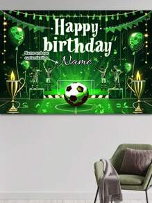 1 Stück individuell bedrucktes Fußball/Fußball-Themenhintergrund Banner mit Namentext, Partydekoration, Fotohintergrund - Verschiedenfarbig - Übersicht 26