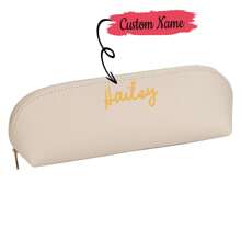 Petite trousse à crayon personnalisée pour la rentrée des classes, cadeau de remerciement pour l'enseignant, nouveau assistant d'enseignement, étui à crayon cadeau de remise des diplômes pour étudiant garçons filles, sac scolaire, accessoire de bureau, mini sac cosmétique ou trousse à crayon, porte-pinceau de maquillage personnalisé, cadeau personnalisé pour elle - Beige - Voir 1