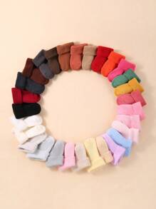 10双装婴儿保暖袜，适合秋冬季节（颜色随机），可爱纯色婴儿袜，新生儿保暖内衬袜 - 彩色 - 查看 3